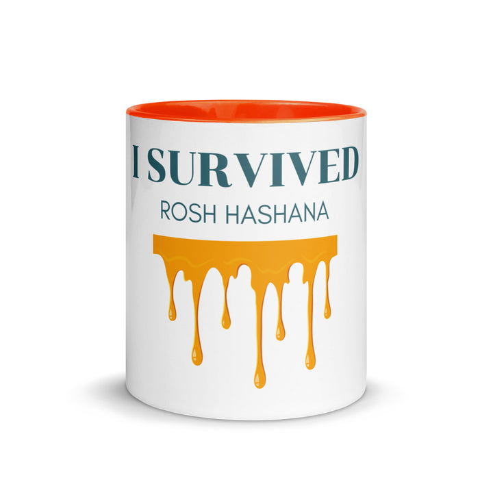 I Survived Rosh HaShana Jewish pride mug with color inside - back view