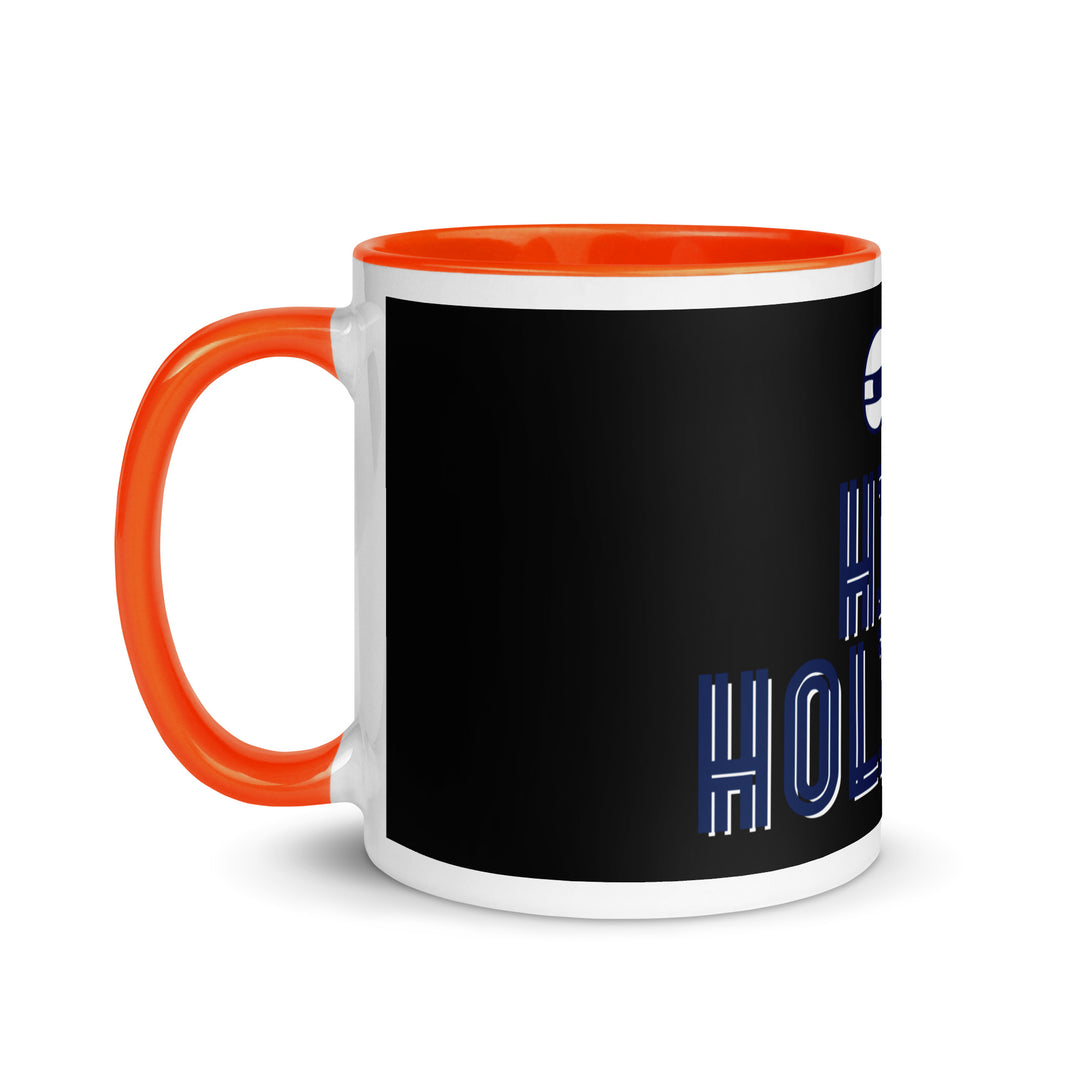 High Holidays Jewish pride mug with orange inside, 11 oz - left side view