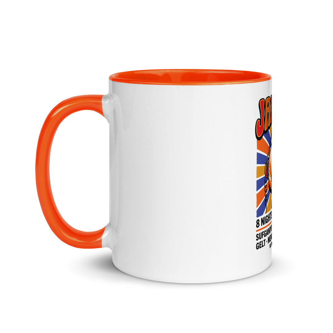 Jam Fest 8 Nights Jewish pride mug with orange inside, 11 oz - left side view