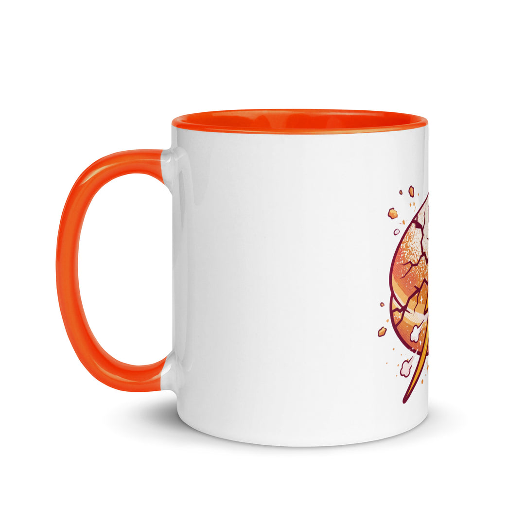 Sufganiyah Lightning Jewish pride mug with orange inside, 11 oz - left side view