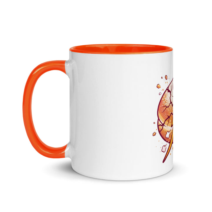 Sufganiyah Lightning Jewish pride mug with orange inside, 11 oz - left side view