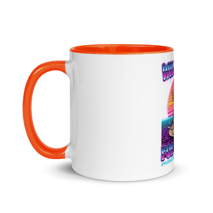 Will Work for Latkes 80s Jewish pride mug with orange inside, 11 oz - left side view