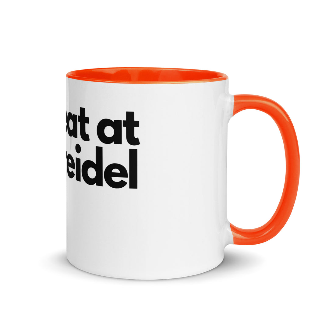I Cheat At Dreidel Jewish pride mug with color inside in Orange - front view