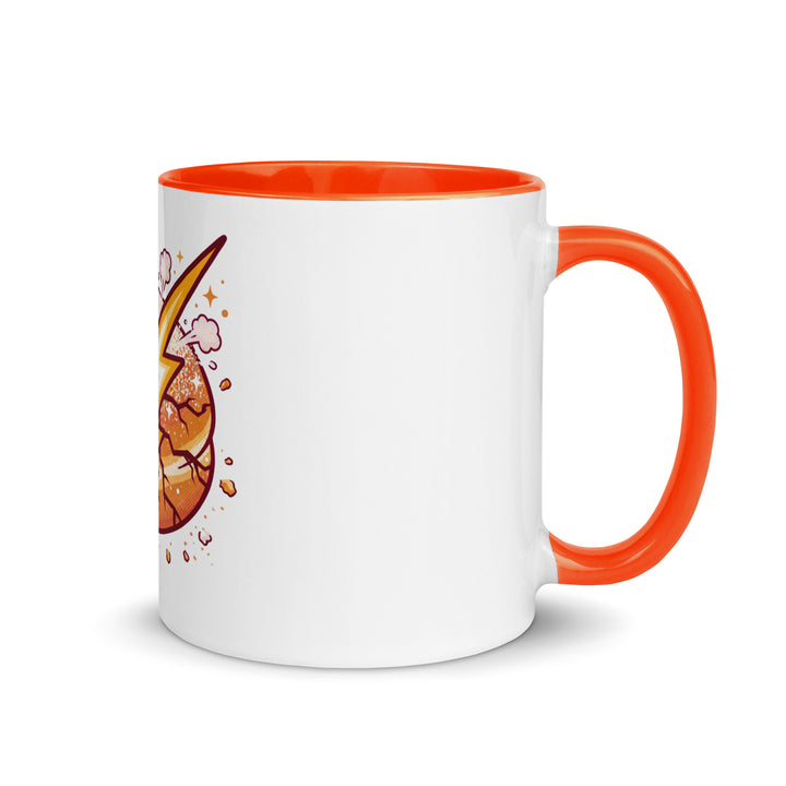 Sufganiyah Lightning Jewish pride mug with orange inside, 11 oz - right side view