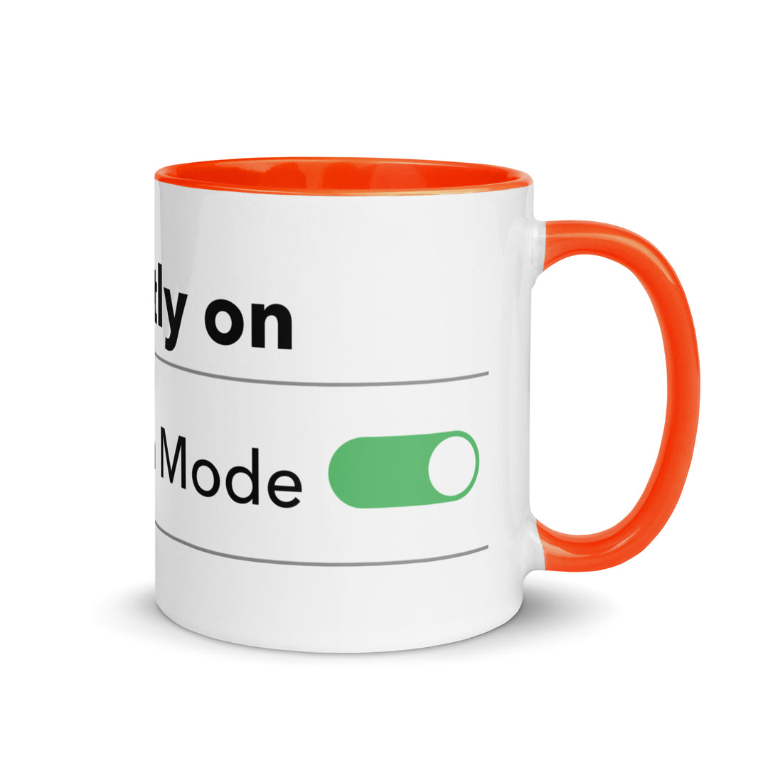 Hanukkah Mode Jewish pride mug with orange inside, 11 oz - right side view