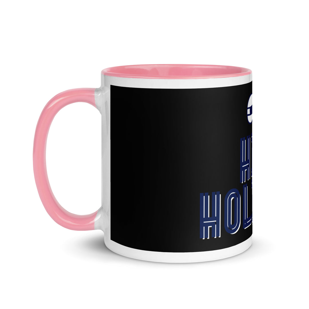 High Holidays Jewish pride mug with pink inside, 11 oz - left side view
