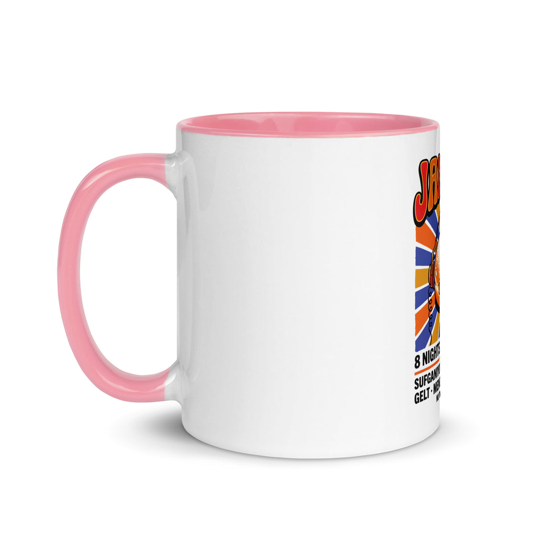 Jam Fest 8 Nights Jewish pride mug with pink inside, 11 oz - left side view