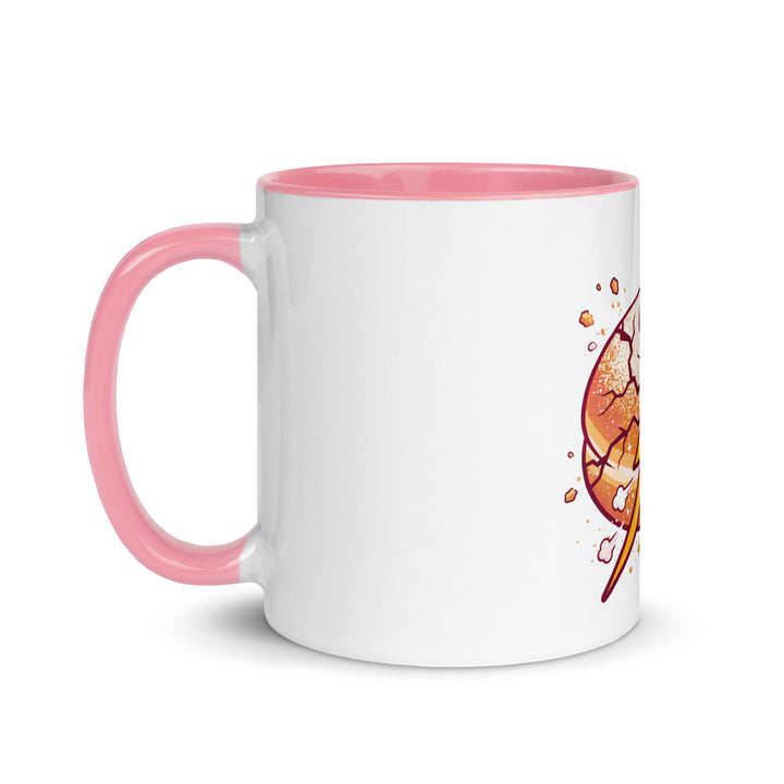 Sufganiyah Lightning Jewish pride mug with pink inside, 11 oz - left side view