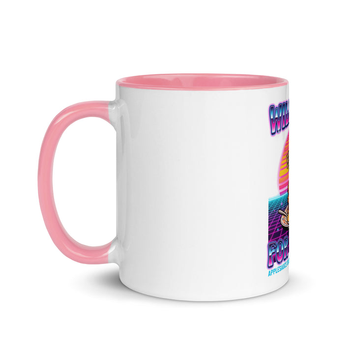 Will Work for Latkes 80s Jewish pride mug with pink inside, 11 oz - left side view