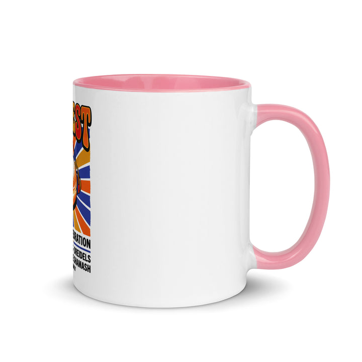 Jam Fest 8 Nights Jewish pride mug with pink inside, 11 oz - right side view