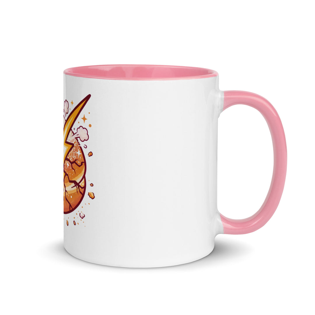 Sufganiyah Lightning Jewish pride mug with pink inside, 11 oz - right side view