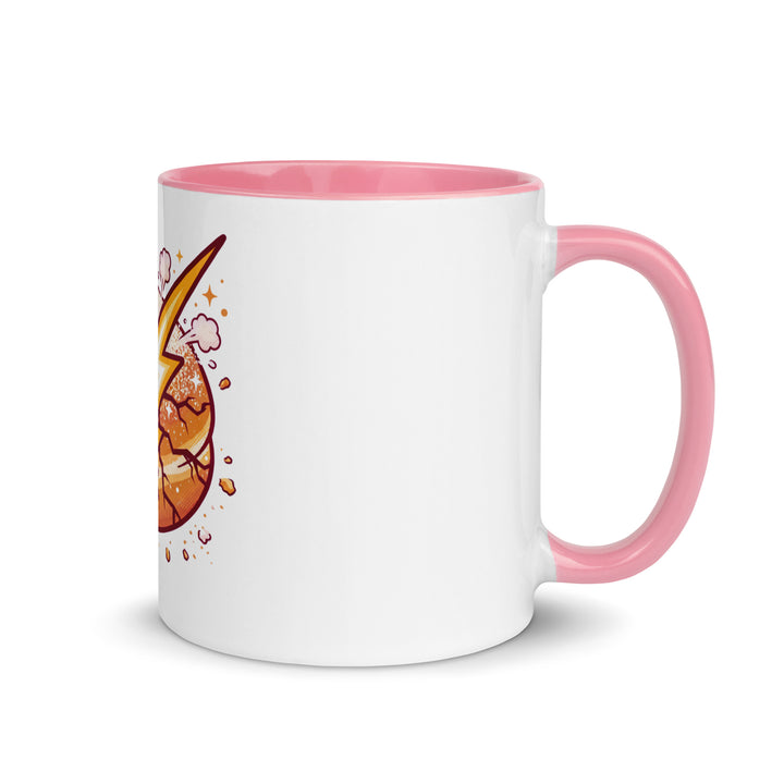 Sufganiyah Lightning Jewish pride mug with pink inside, 11 oz - right side view