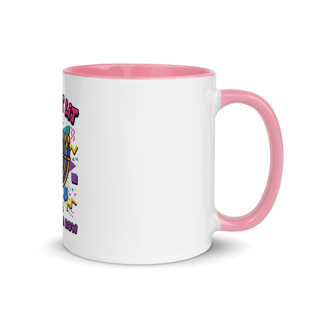 Lets Get Lit 90s Jewish pride mug with pink inside, 11 oz - right side view