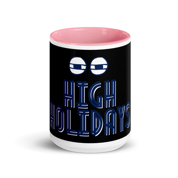 High Holidays Jewish pride mug with pink inside, 15 oz - front view