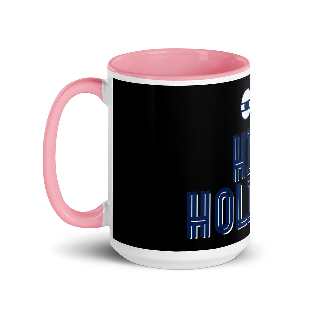 High Holidays Jewish pride mug with pink inside, 15 oz - left side view