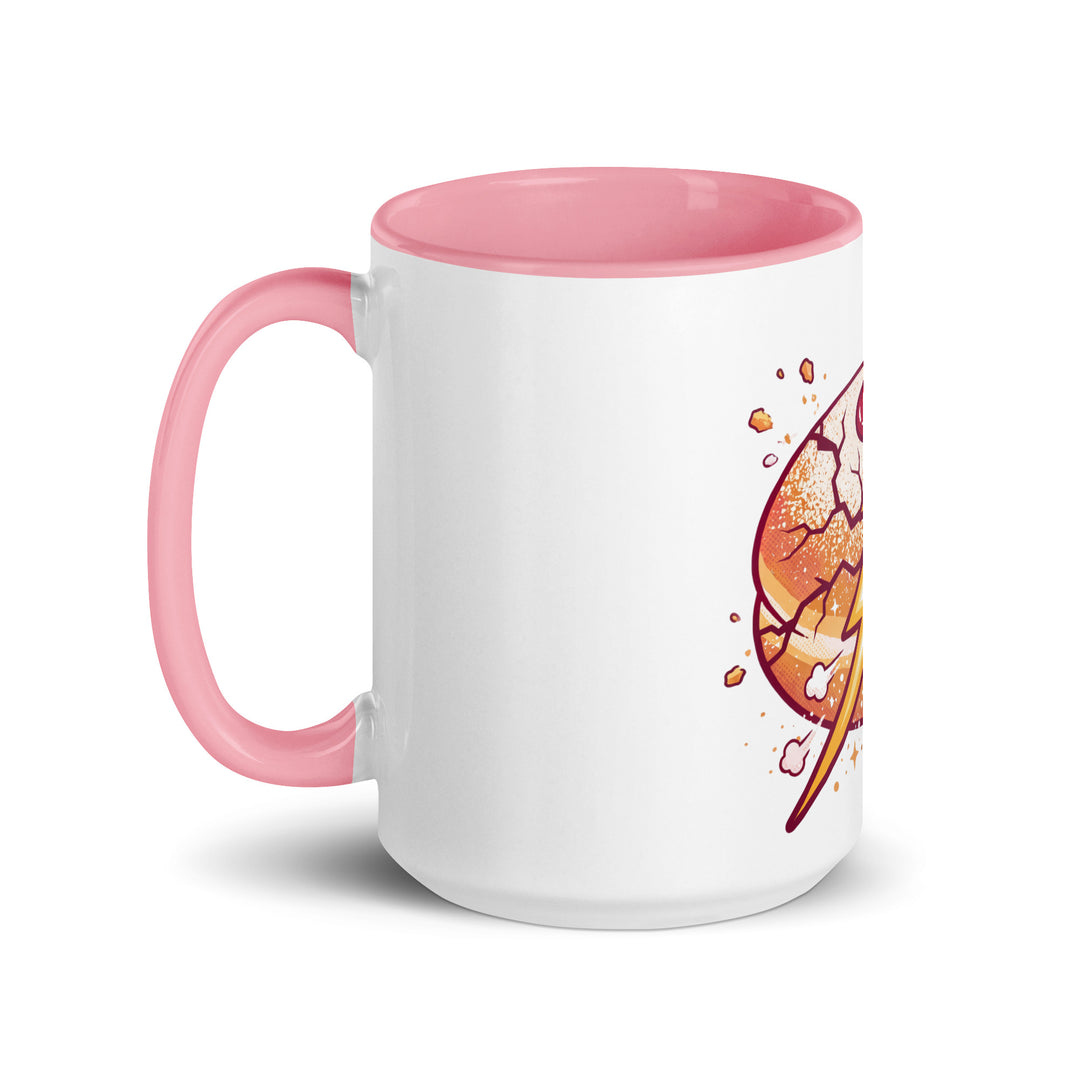 Sufganiyah Lightning Jewish pride mug with pink inside, 15 oz - left side view