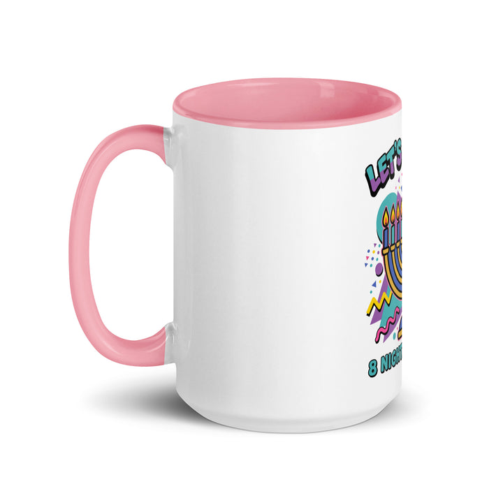 Lets Get Lit 90s Jewish pride mug with pink inside, 15 oz - left side view