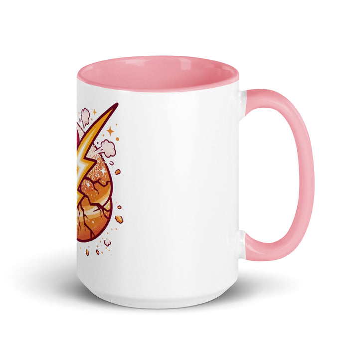 Sufganiyah Lightning Jewish pride mug with pink inside, 15 oz - right side view