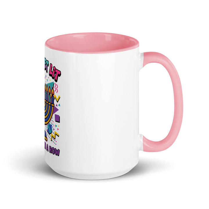 Lets Get Lit 90s Jewish pride mug with pink inside, 15 oz - right side view