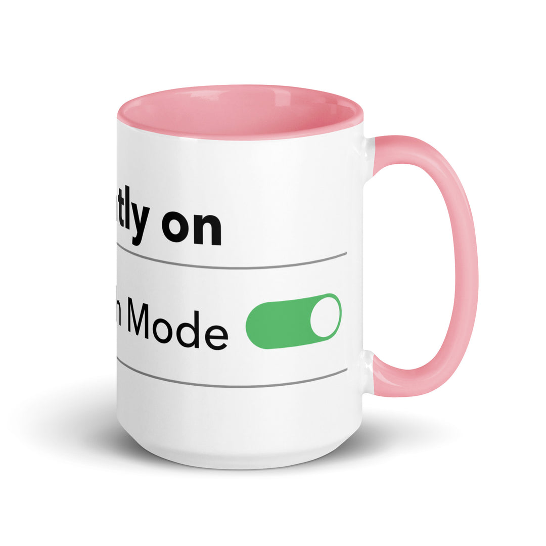 Hanukkah Mode Jewish pride mug with pink inside, 15 oz - right side view