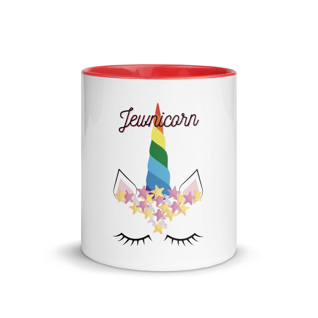 Jewnicorn Jewish pride mug with color inside - detail view