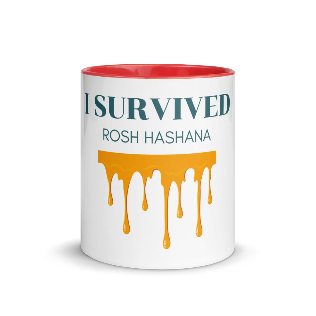 I Survived Rosh HaShana Jewish pride mug with color inside - front view