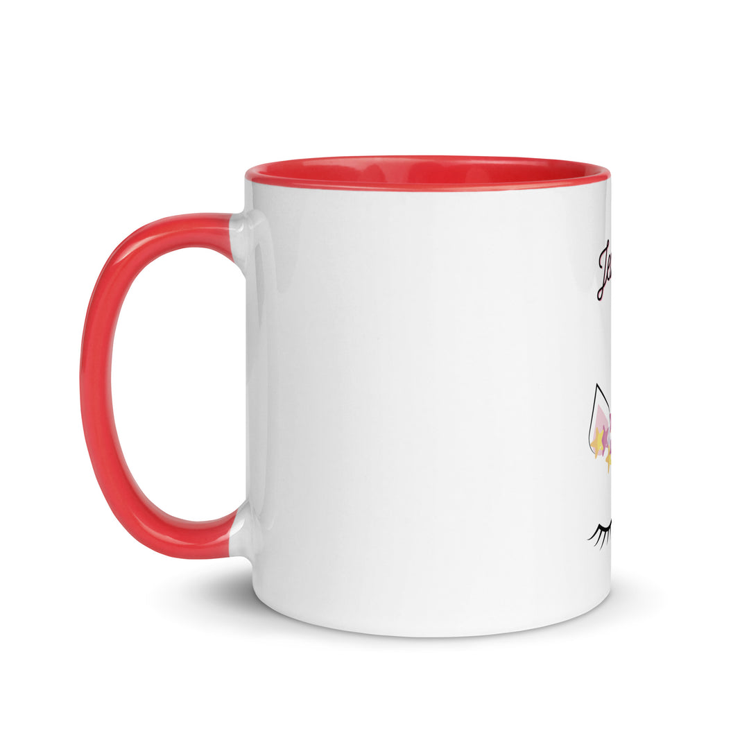 Jewnicorn Jewish pride mug with color inside - close-up