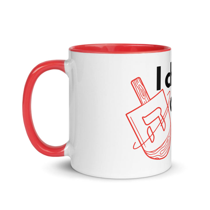 I Cheat At Dreidel Jewish pride mug with color inside - folded view