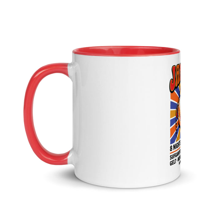 Jam Fest 8 Nights Jewish pride mug with red inside, 11 oz - left side view