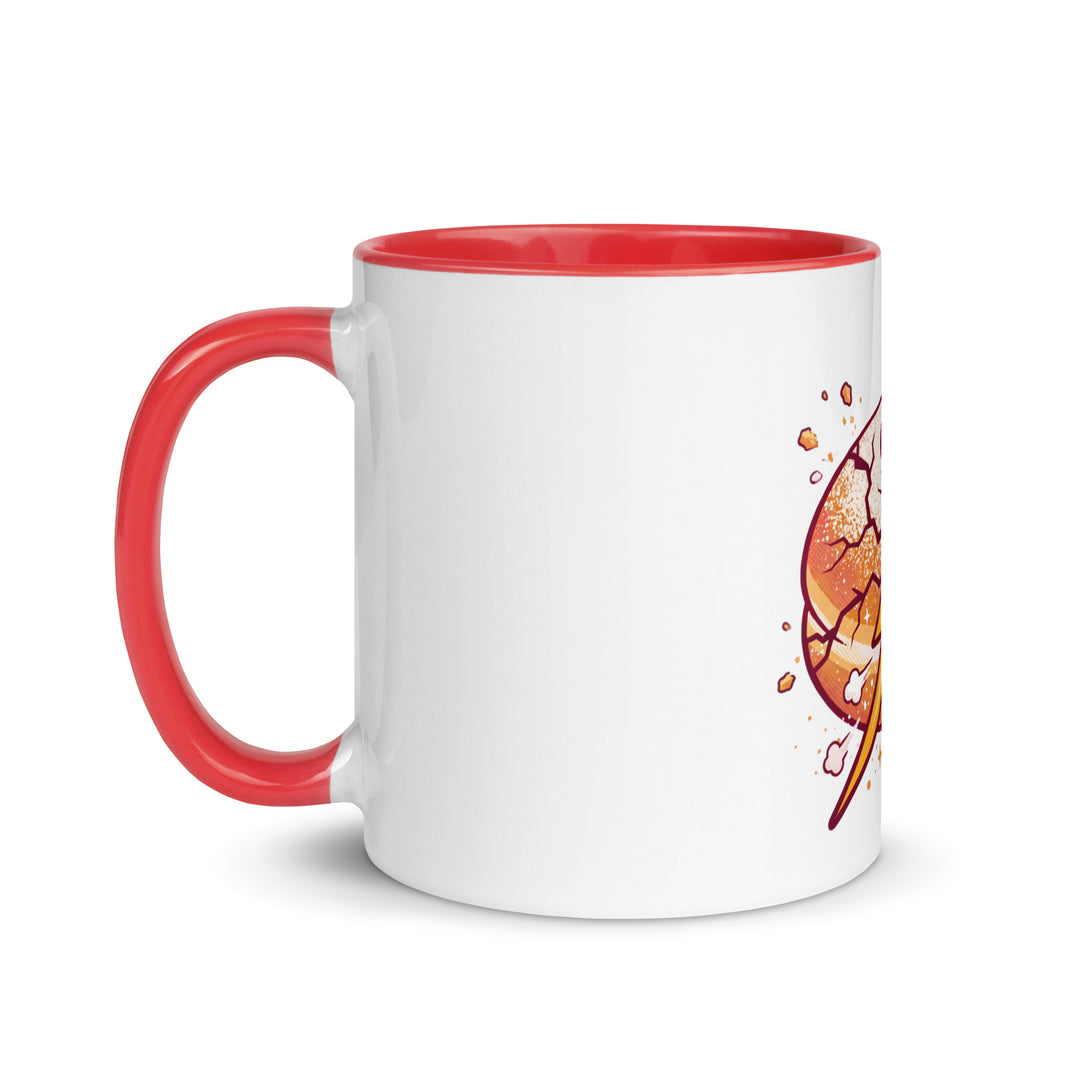 Sufganiyah Lightning Jewish pride mug with red inside, 11 oz - left side view