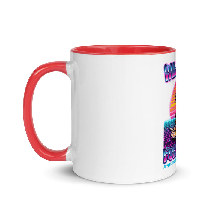 Will Work for Latkes 80s Jewish pride mug with red inside, 11 oz - left side view