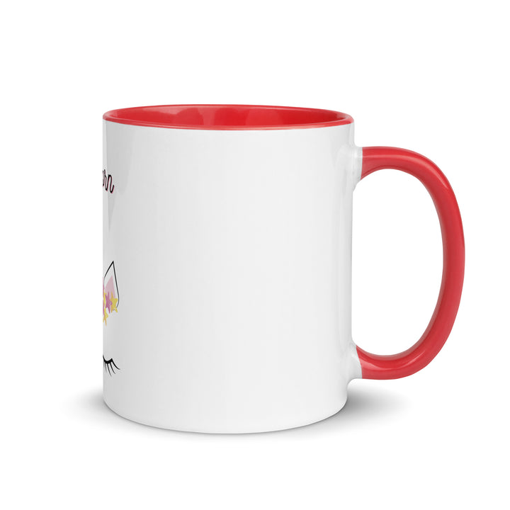 Jewnicorn Jewish pride mug with color inside in Red - back view