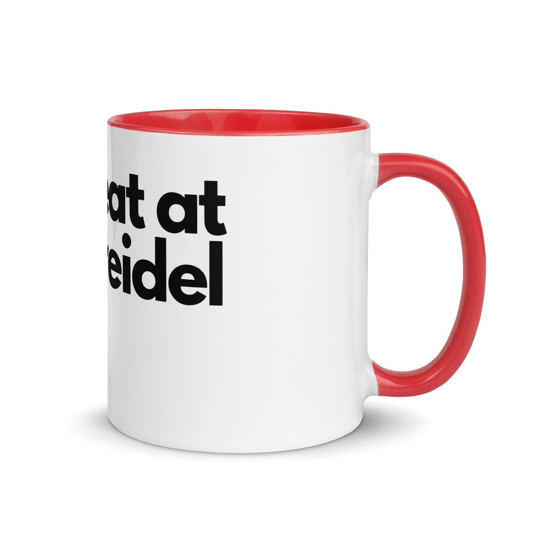 I Cheat At Dreidel Jewish pride mug with color inside in Red - lifestyle shot