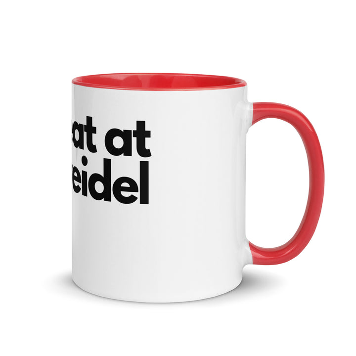 I Cheat At Dreidel Jewish pride mug with color inside in Red - lifestyle shot