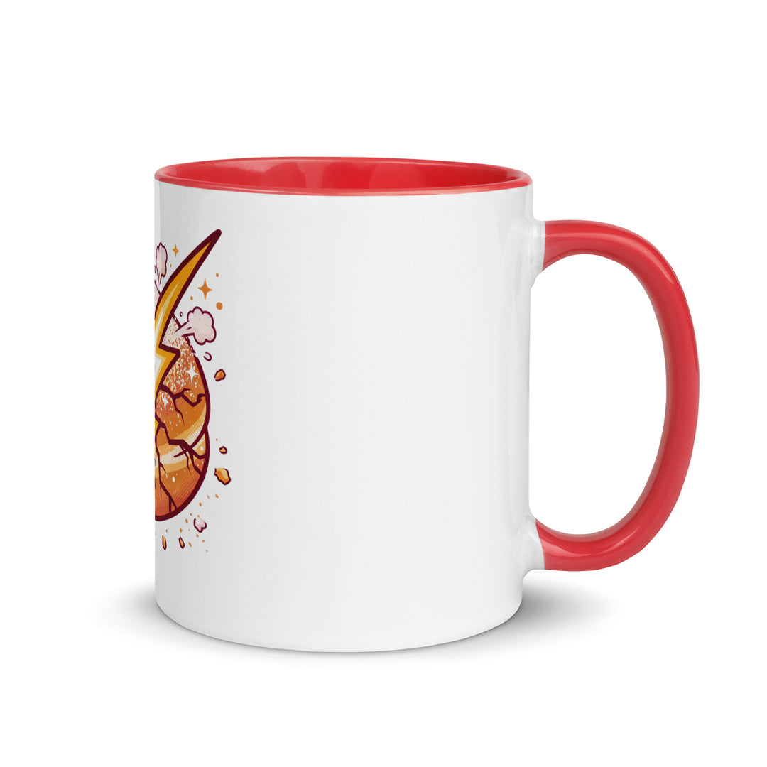 Sufganiyah Lightning Jewish pride mug with red inside, 11 oz - right side view