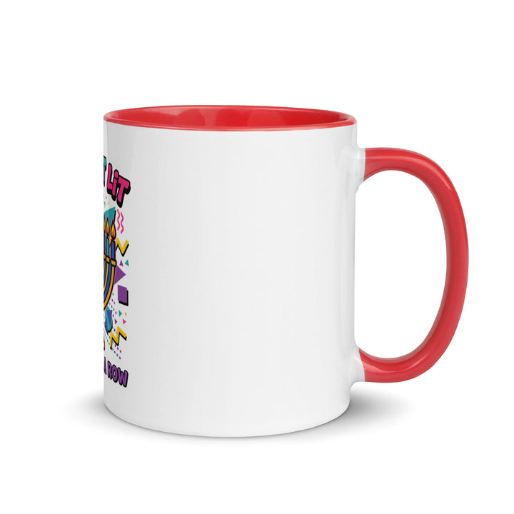Lets Get Lit 90s Jewish pride mug with red inside, 11 oz - right side view