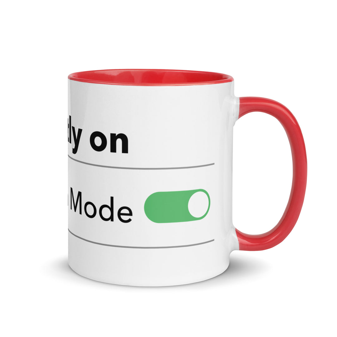 Hanukkah Mode Jewish pride mug with red inside, 11 oz - right side view