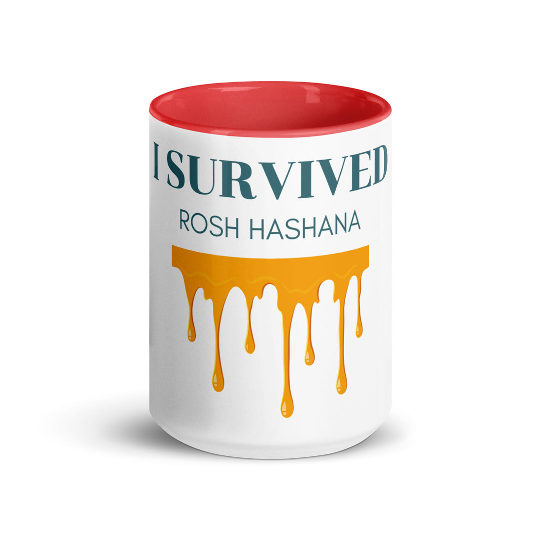 I Survived Rosh HaShana Jewish pride mug with color inside - front view
