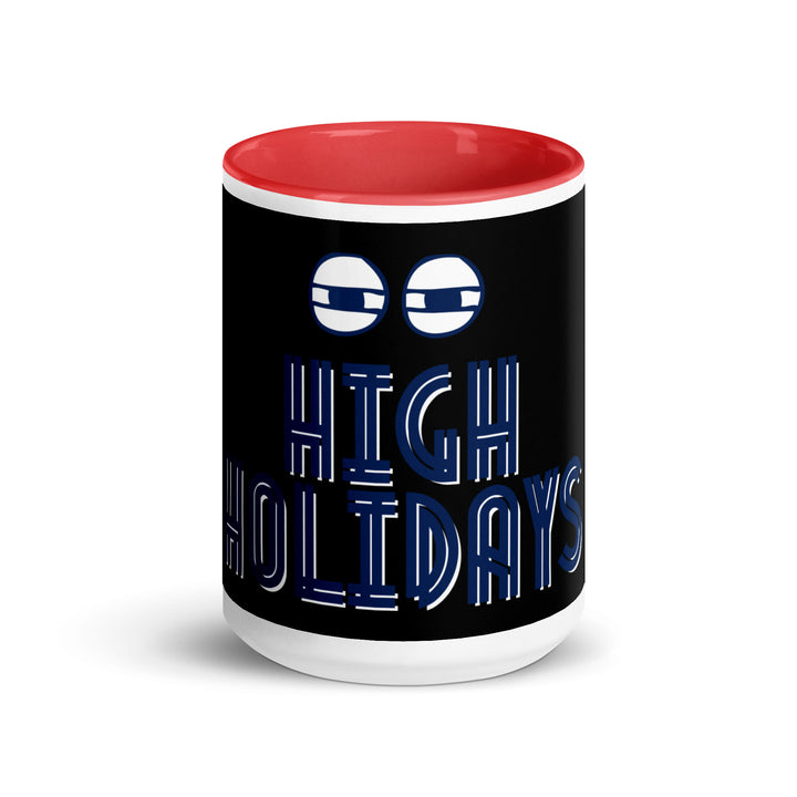 High Holidays Jewish pride mug with red inside, 15 oz - front view
