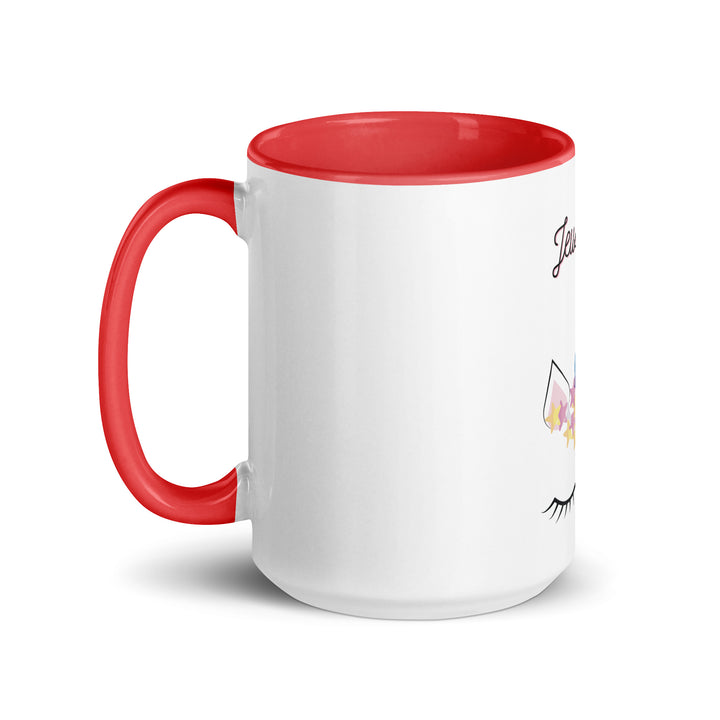 Jewnicorn Jewish pride mug with color inside - side view