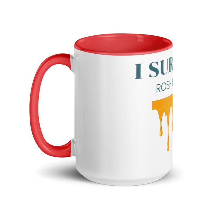 I Survived Rosh HaShana Jewish pride mug with color inside - back view