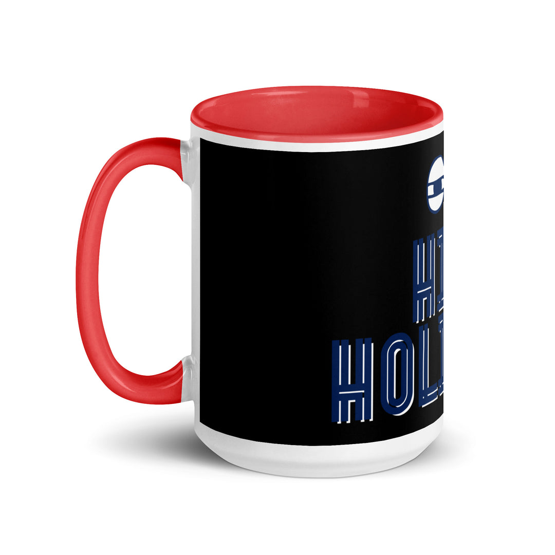 High Holidays Jewish pride mug with red inside, 15 oz - left side view