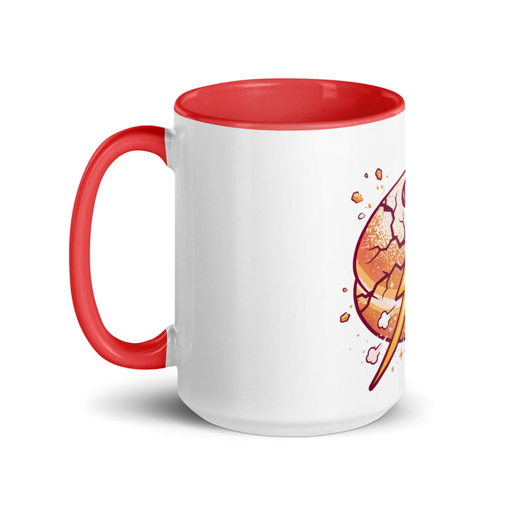 Sufganiyah Lightning Jewish pride mug with red inside, 15 oz - left side view