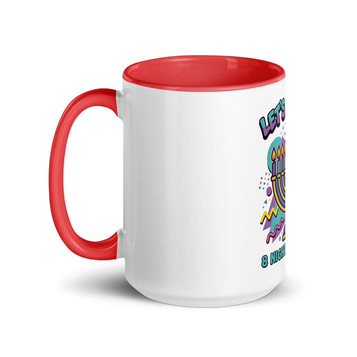 Lets Get Lit 90s Jewish pride mug with red inside, 15 oz - left side view