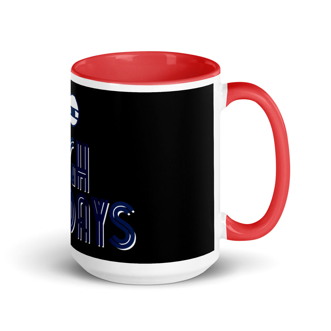 High Holidays Jewish pride mug with red inside, 15 oz - right side view
