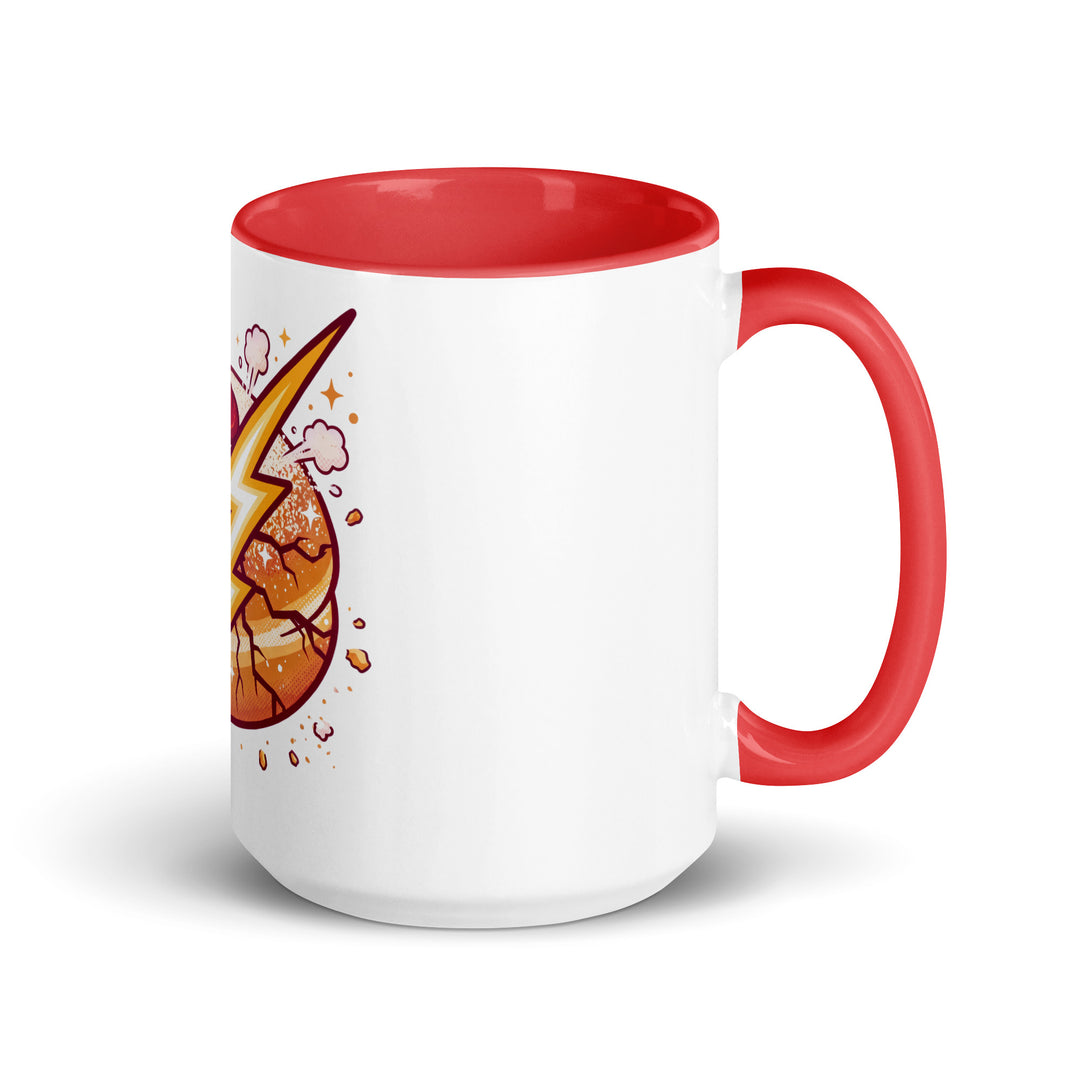 Sufganiyah Lightning Jewish pride mug with red inside, 15 oz - right side view