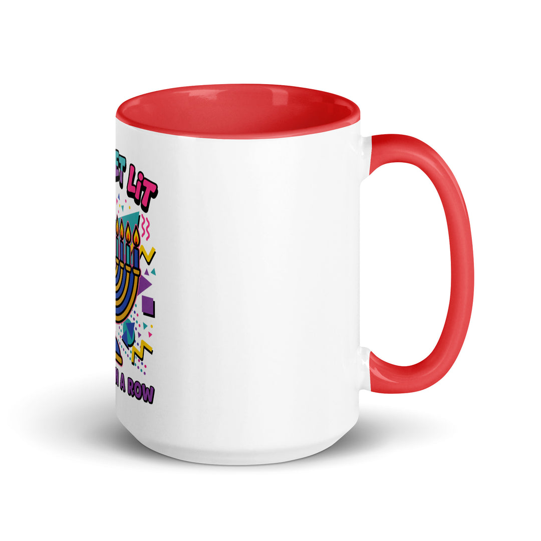 Lets Get Lit 90s Jewish pride mug with red inside, 15 oz - right side view