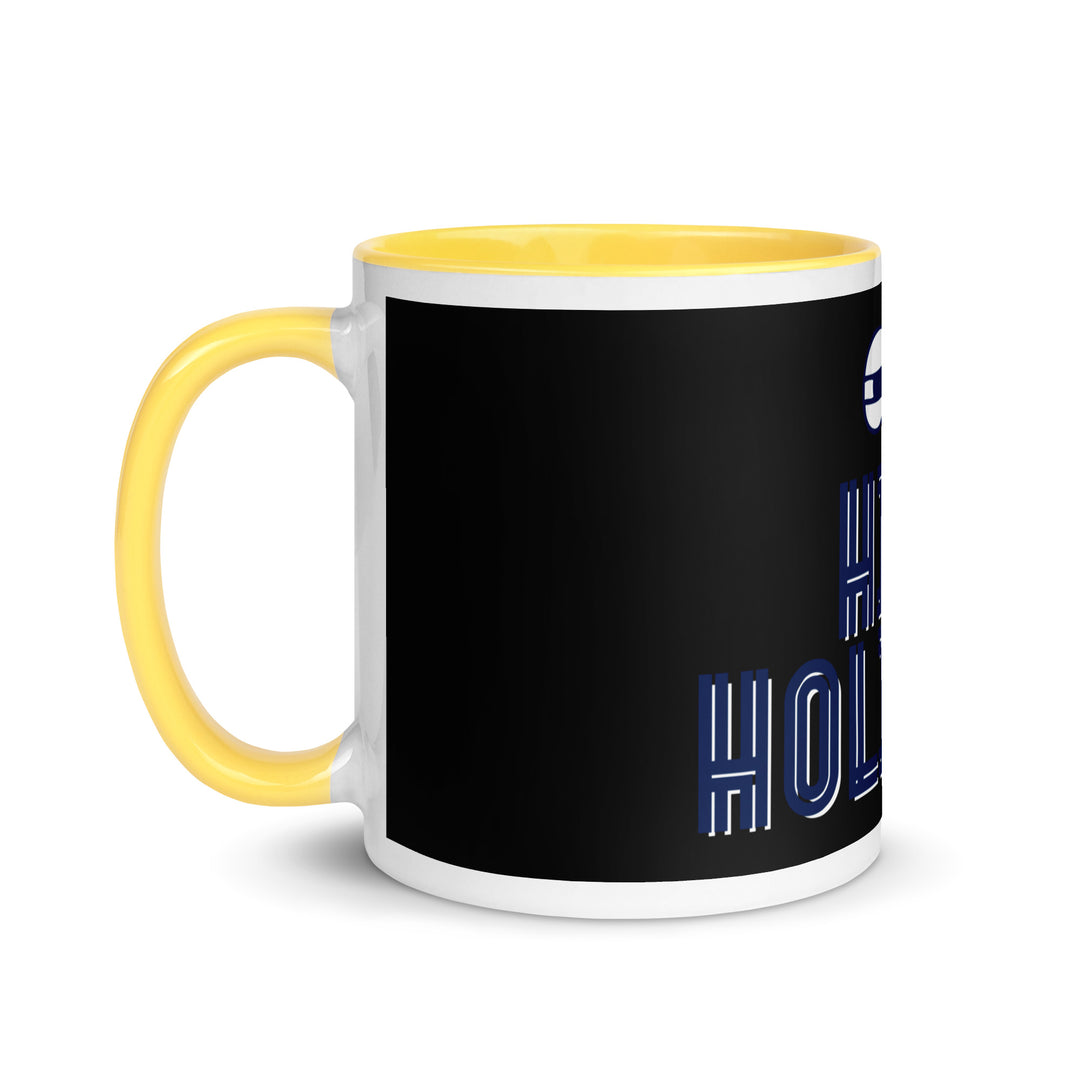 High Holidays Jewish pride mug with yellow inside, 11 oz - left side view