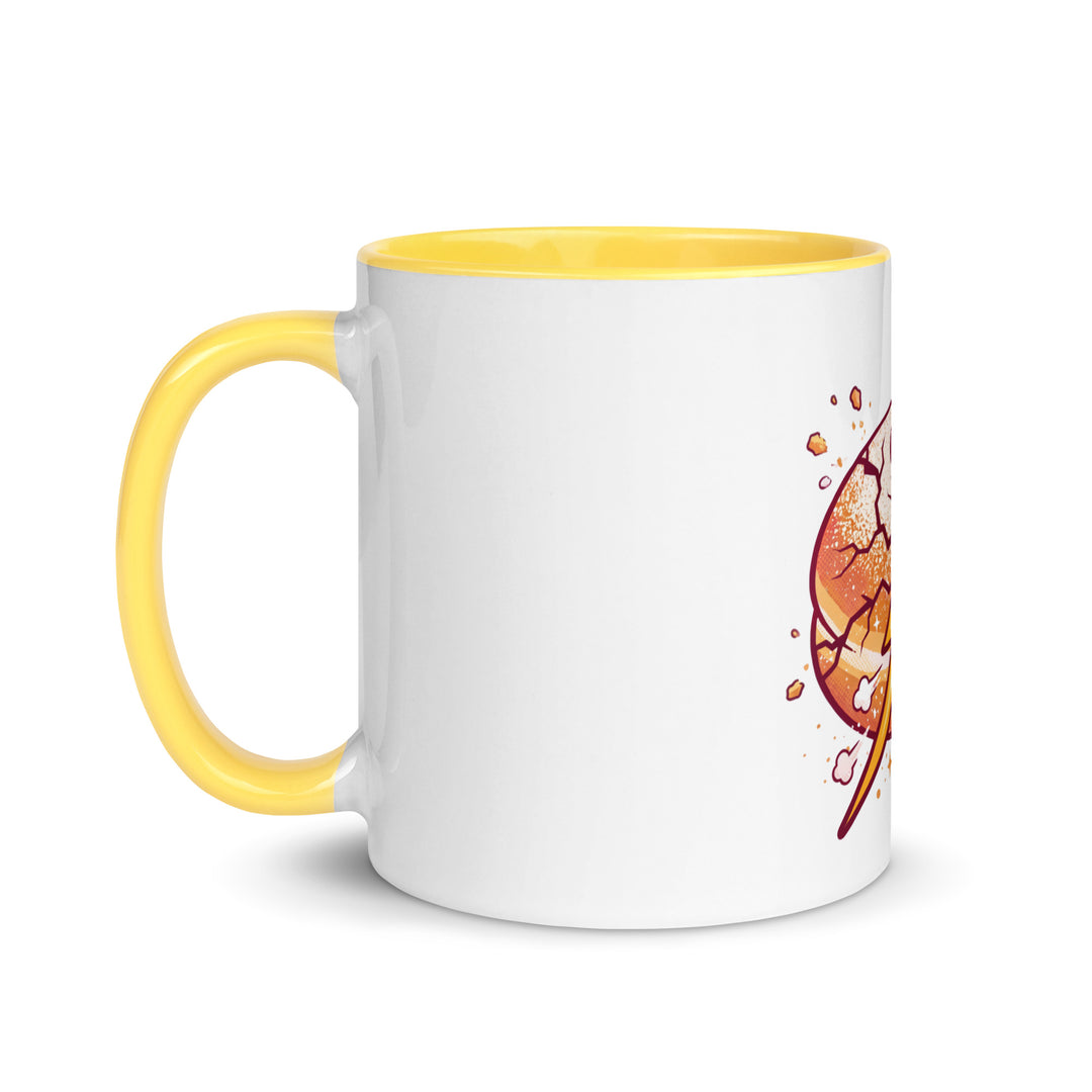 Sufganiyah Lightning Jewish pride mug with yellow inside, 11 oz - left side view