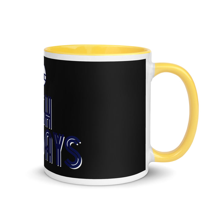 High Holidays Jewish pride mug with yellow inside, 11 oz - right side view
